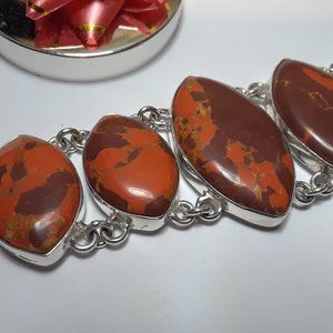 Large Snake Skin Jasper 925 Toggle Bracelet#13054